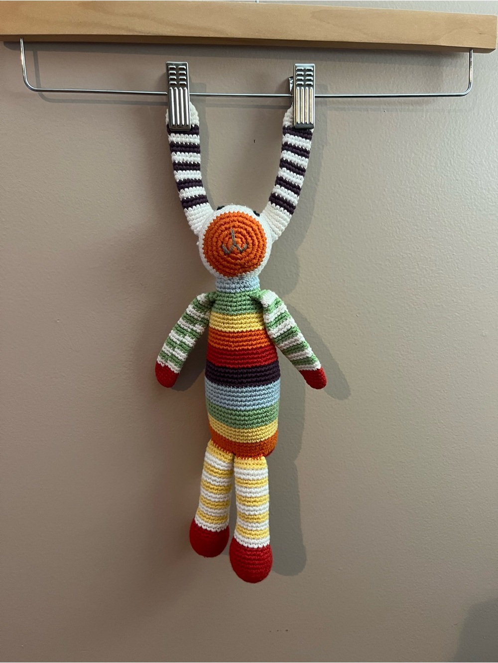 Pebble Striped Crochet Bunny Plush - Rainbow Colors